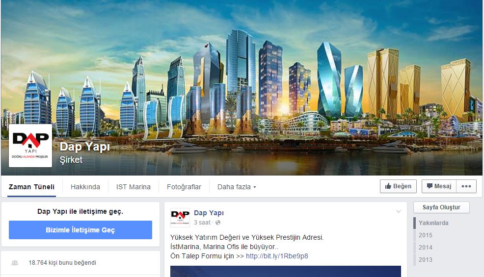 Dap Yapı facebook hesabı