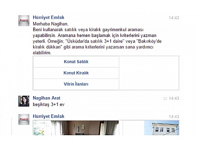 hürriyet emlak chat bot uygulaması