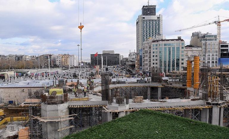Taksim'e yapılan caminin ana taşıyıcıları tamamlandı