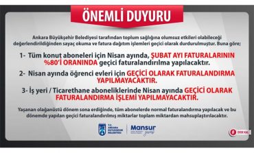 Ankara'da konut ve iş yerlerine fatura müjdesi