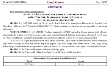 Havayolu Ücret İade Talepleri Ertelendi