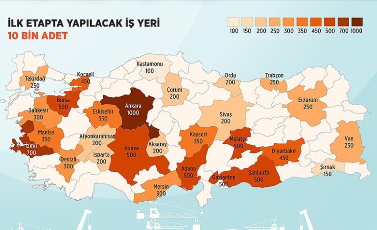 Sosyal konut projesinin ilk etabında yapılacak iş yerlerinin illere göre sayıları belli oldu