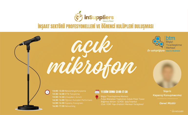 inSuppliers, inşaat sektörü profesyonellerini üniversite öğrenci kulüpleri ile buluşturuyor! Ama bu kez sahnede üniversite kulüp öğrencileri olacak!